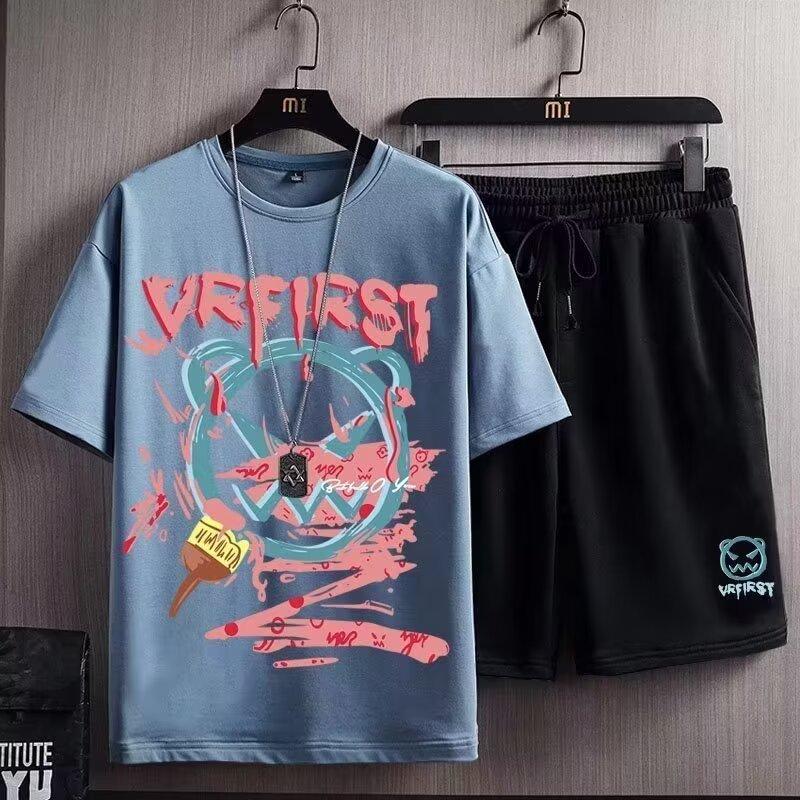 Product Introduction of Suits for Men Suits for Men 2024 New Summer Thin Handsome Clothes Sports Casual Wear Fashion Brand Suit Short T Shorts Two-Piece Set 10