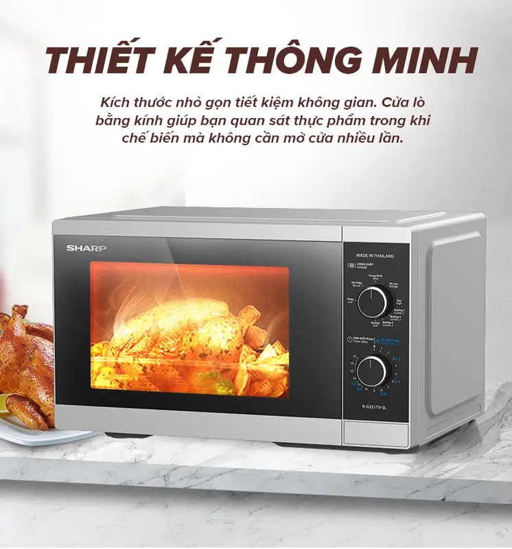 Lò Vi Sóng Cơ Có Nướng Sharp R-G251TV-SL/BK 25L [5 Mức Công Suất] - Bảo Hành 12 tháng 6