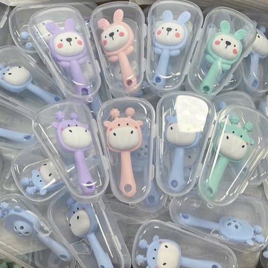 Đồ Chơi Gặm Nướu Lục Lạc Cầm Tay Cho Bé Sơ Sinh Hình Thỏ Và Hươu