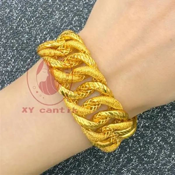 Adira hand chain set a & b cop916 free ring-set a length 20cm width 2cm weight 53G-set b Length 20cm width 2cm weight 42g-genuine gold plated jewelry-durable-hypoallergenic-titanium-xybeautiful matte set  kunci tennis bracelet gym  chain lzd  jewelry coup