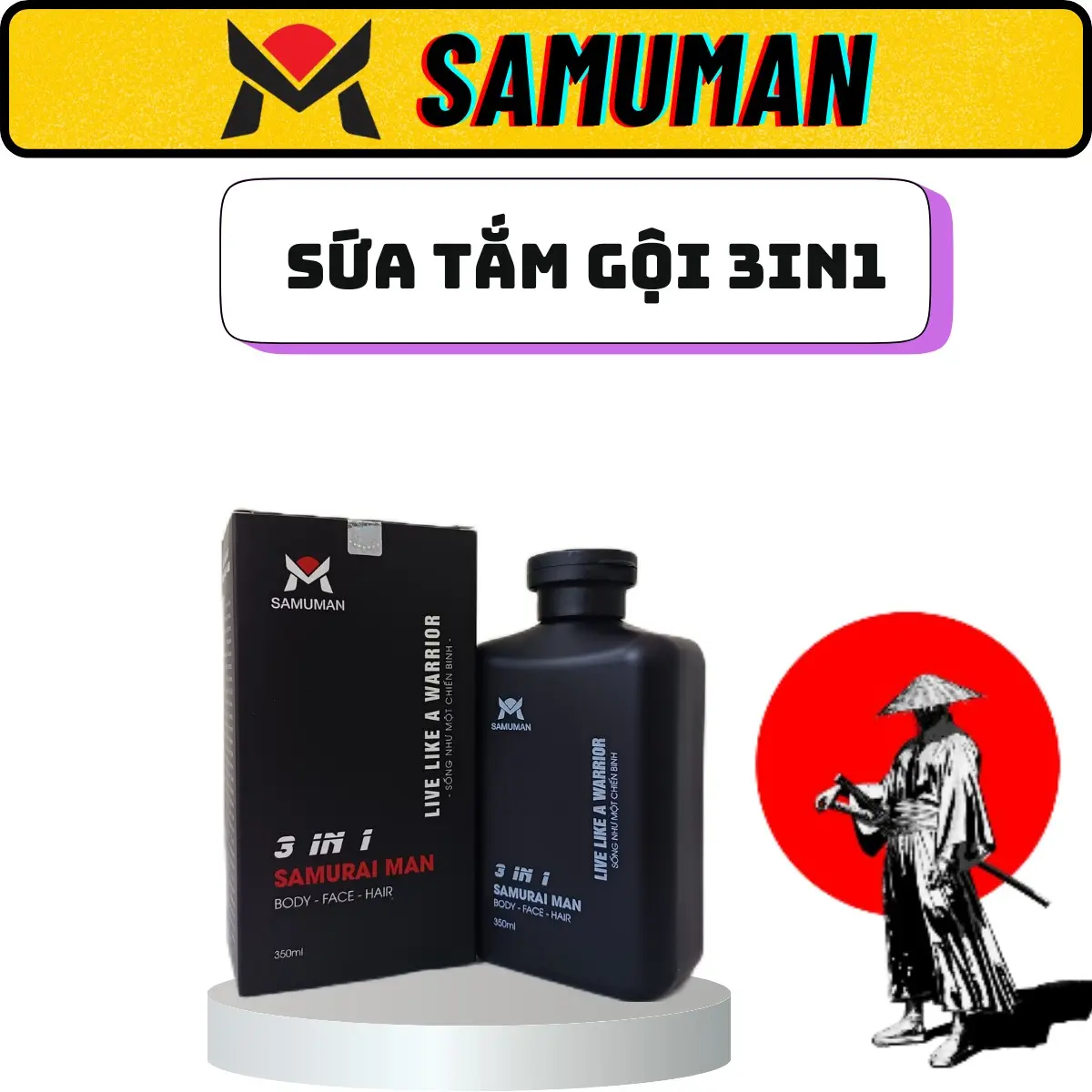 Sữa Tắm Gội Nam SAMUMAN Hương Nước Hoa 3in1 Samurai Man 350ml