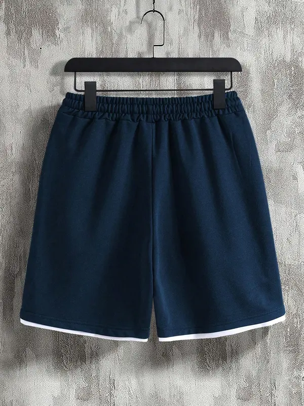 【Plus Size】 Men's Letter Print Drawstring Waist Shorts, Regular Fit Casual Fashion Shorts for Outdoor Daily Wear, Men's Bottoms for Summer 1
