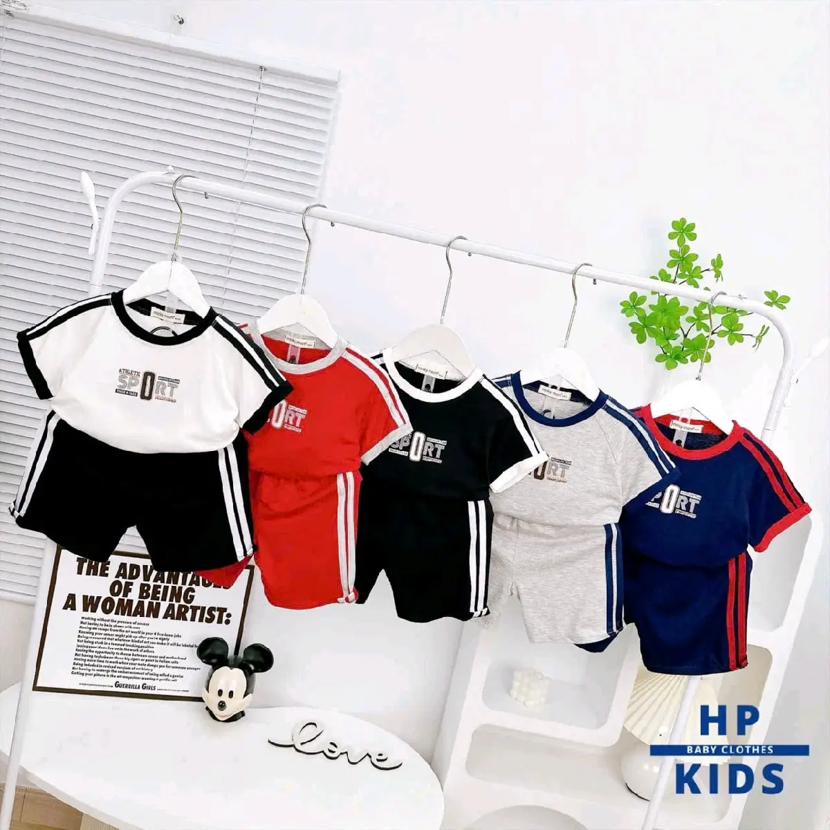 (8-25kg) Bộ cộc tay thun lạnh cho bé Đồ bộ tay ngắn phong cách đơn giản thể thao năng động cho bé trai bé gái