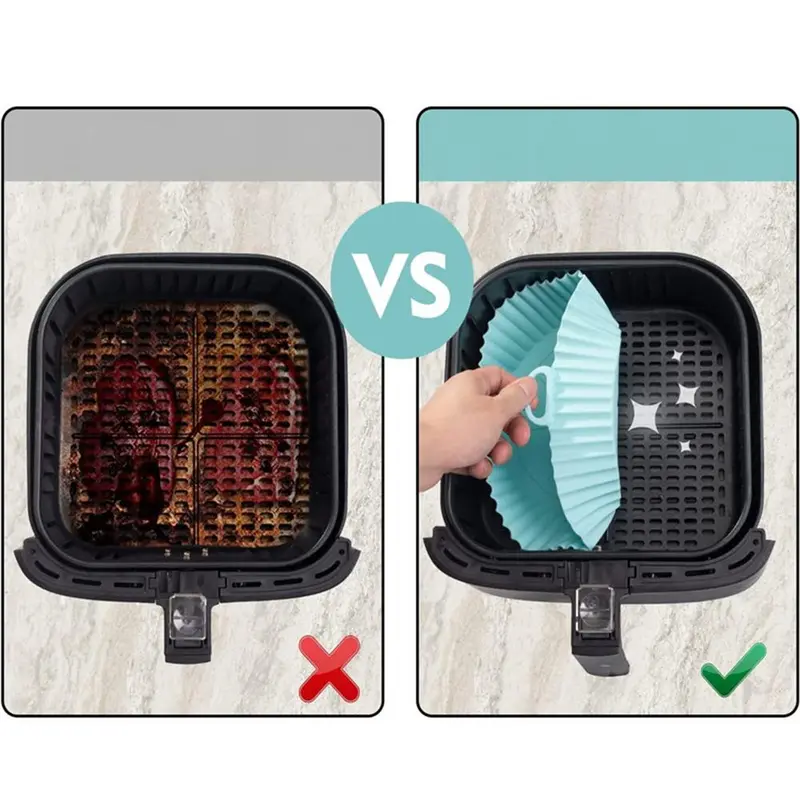 Silicone Air Fryer Liner, 1 Count Round Reusable Heat Resistant Air Fryer Basket, Household Air Fryer Liner for Home Kitchen 4