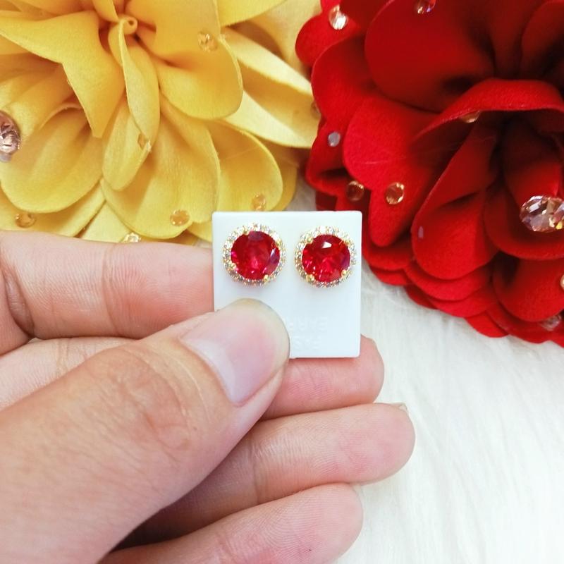 Bông Tai Mẫu 1 Hột Màu 6 Ly Đồng Vàng Màu Vàng Sài Gòn 610 Phụ kiện Nữ 8