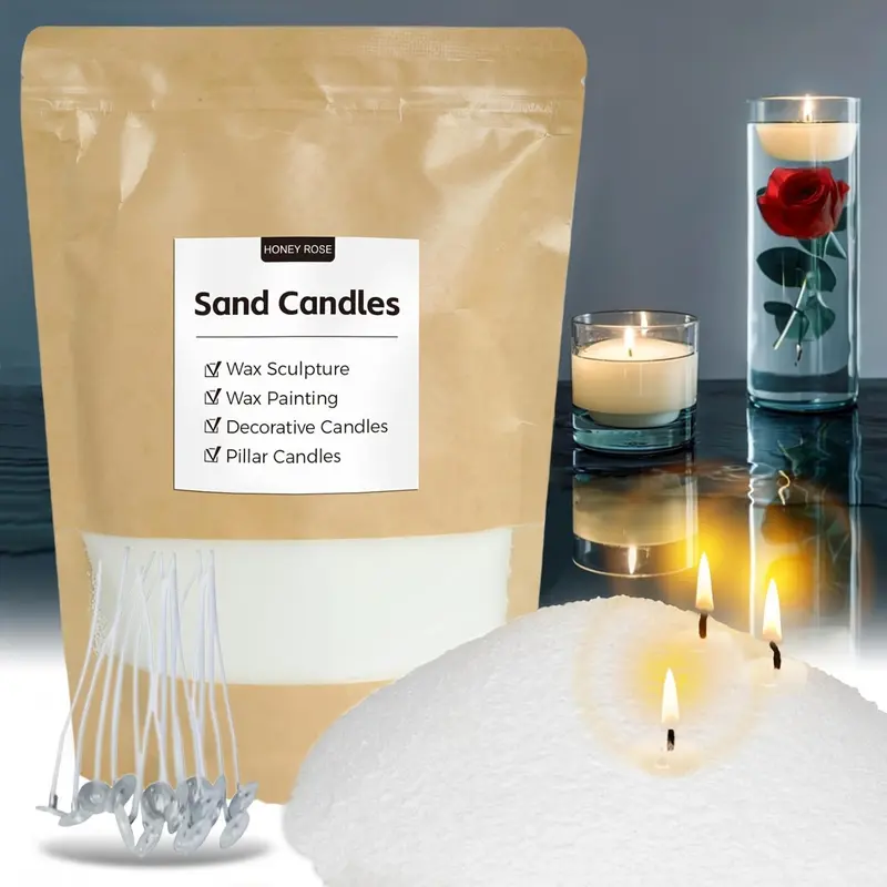Diy Candle Making Kit, 1 Set 500g/1000g Candle Making Sand with Wick, Candle Making Supplies for Wedding & Party 0