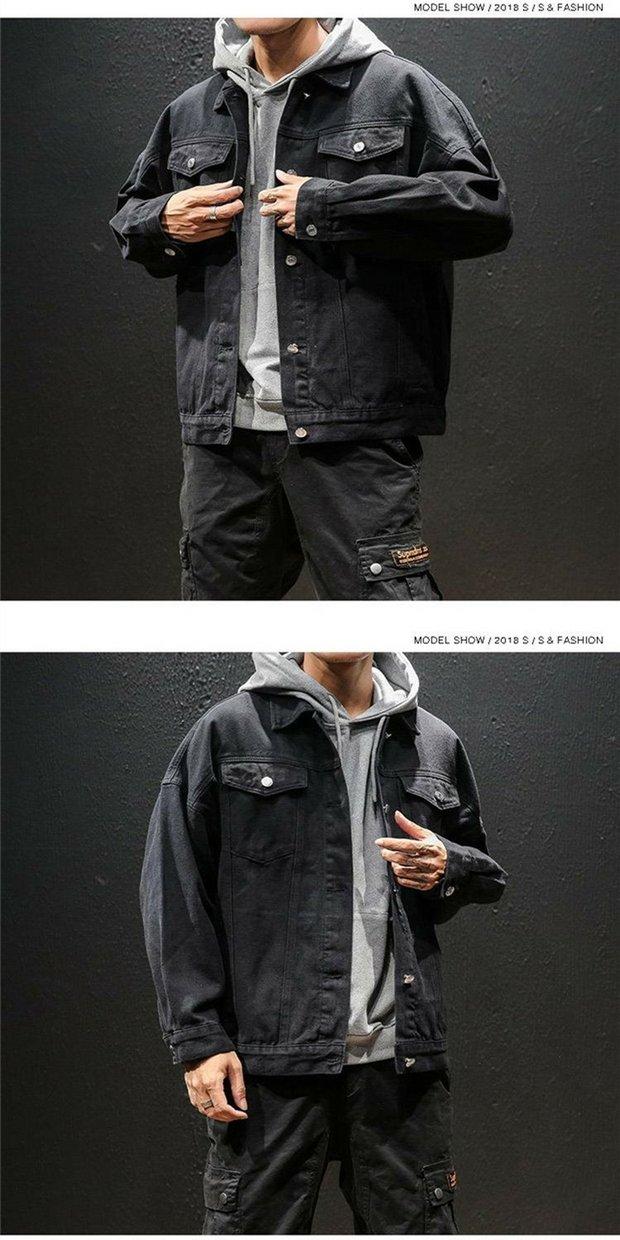 Product Introduction of Áo Khoác Denim, Trang Phục Bảo Hộ Lao Động Mùa Xuân, Dành Cho Nam Giới, Phong Cách Hàn Quốc, Hợp Xu hướng, Dáng Rộng Vừa Vặn, Thích Hợp Cho Mùa Xuân Và Mùa Thu, Ngoại Cỡ, Ins Hợp Xu hướng, Áo Mặc Trên 5