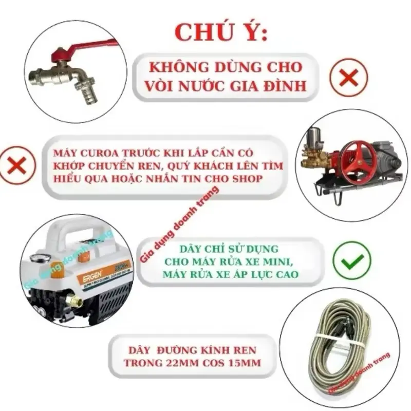 Bộ Dây xịt rửa xe 10M , 15M , 20M - vòi xịt rửa xe , dây xịt rửa áp lực cao ren 22mm 1