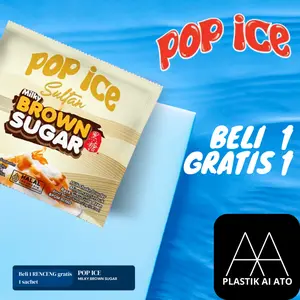 Pop Ice Milk Shake Powder SULTAN MILKY BROWN SUGAR 23 Gr 10 + 1Pcs BONUS 10 PCS SEDOTAN + PLASTIK Susu Gula Krim