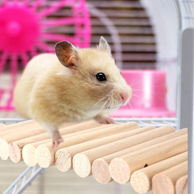Product Introduction of TONMA Fence Bundle Wooden Hamster Climbing Ladder Bendable Multifunctional Hamster Suspension Bridge Cage Decoration Wire Series Connection Hamster Habitat Toy Chinchilla 11
