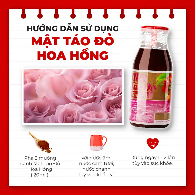 Mật Táo Đỏ Hoa Hồng Tâm An 250ml, Hoa Hồng, Táo Đỏ, Bông Cúc, Hoa Lài, Mật Mía 5