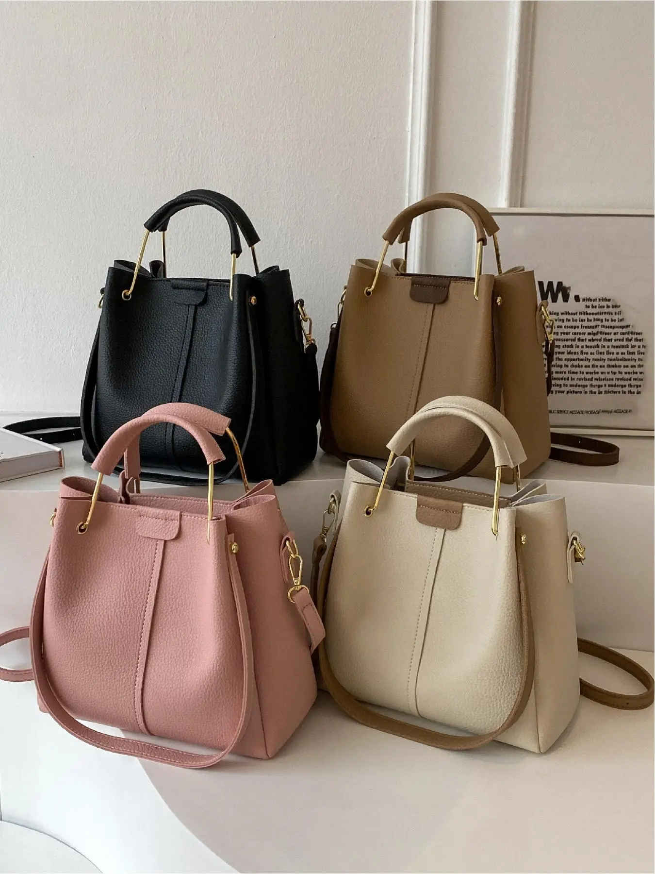 Women's Elegant Solid Color Handbag, Fashionable PU Leather Zipper Shoulder Bag for Daily Used, Casual Trendy Versatile High-quality Daily Commuting Bag