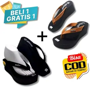 promo beli 1 gratis 1 sandal wedges wanita fashion kekinian murah Jepit
