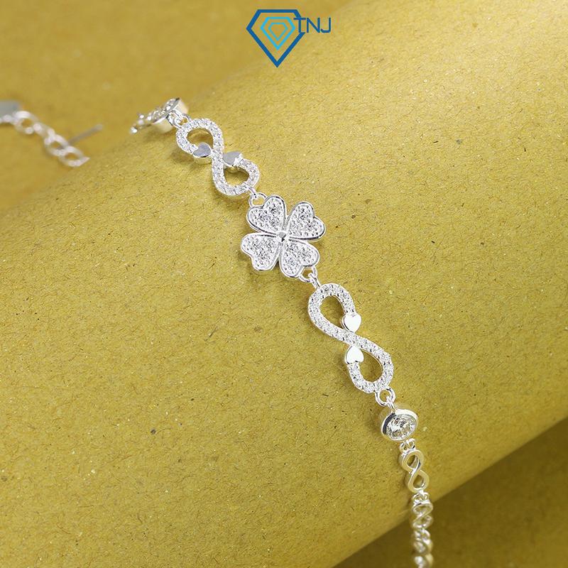  Lắc tay nữ cỏ 4 lá đính full Moissanite hoạ tiết vô cực LTNM0005 kiểm định GRA 