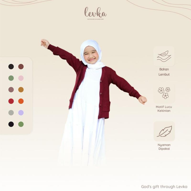 CARDIGAN BUTTON KANCING (3-5TH) ANAK PEREMPUAN HALUS Motif Rajut Fashion Cantik 1