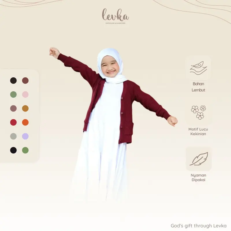 CARDIGAN BUTTON KANCING (3-5TH) ANAK PEREMPUAN HALUS Motif Rajut Fashion Cantik 0