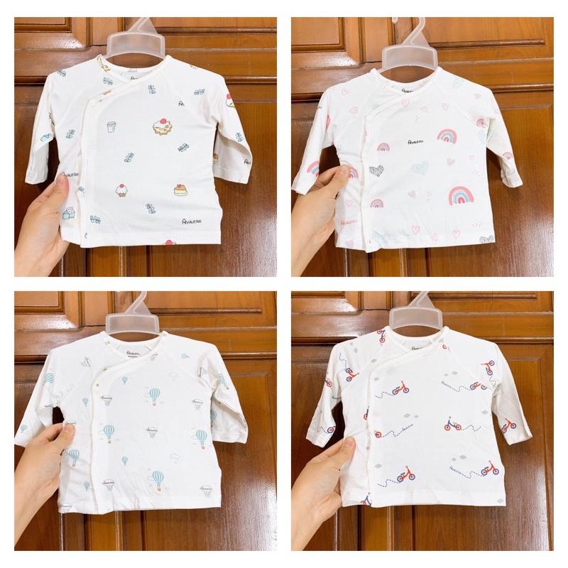 Áo rời sơ sinh Avaler dài tay mùa hè cúc bấm cài lệch vải sợi tre điều hòa 4 mùa siêu mềm mát cho bé trai bé gái 0- 6 tháng