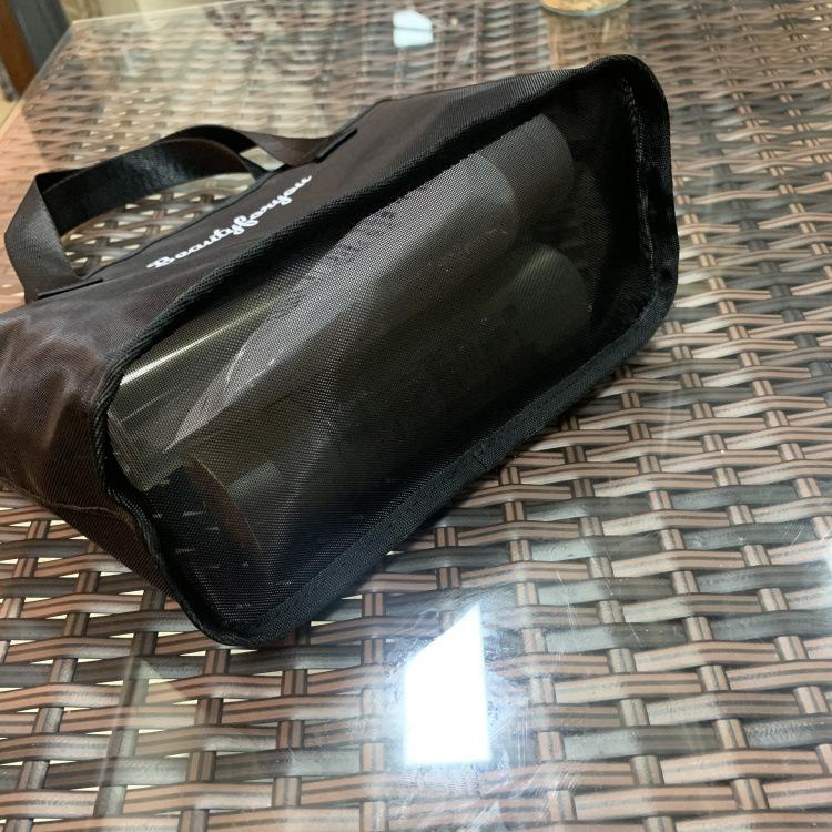 Product Introduction of New Korean Style Is Hollow out See through Mesh Portable Cosmetic Bag Large Capacity Wash Bag for Working Women's Handbag Mom 10