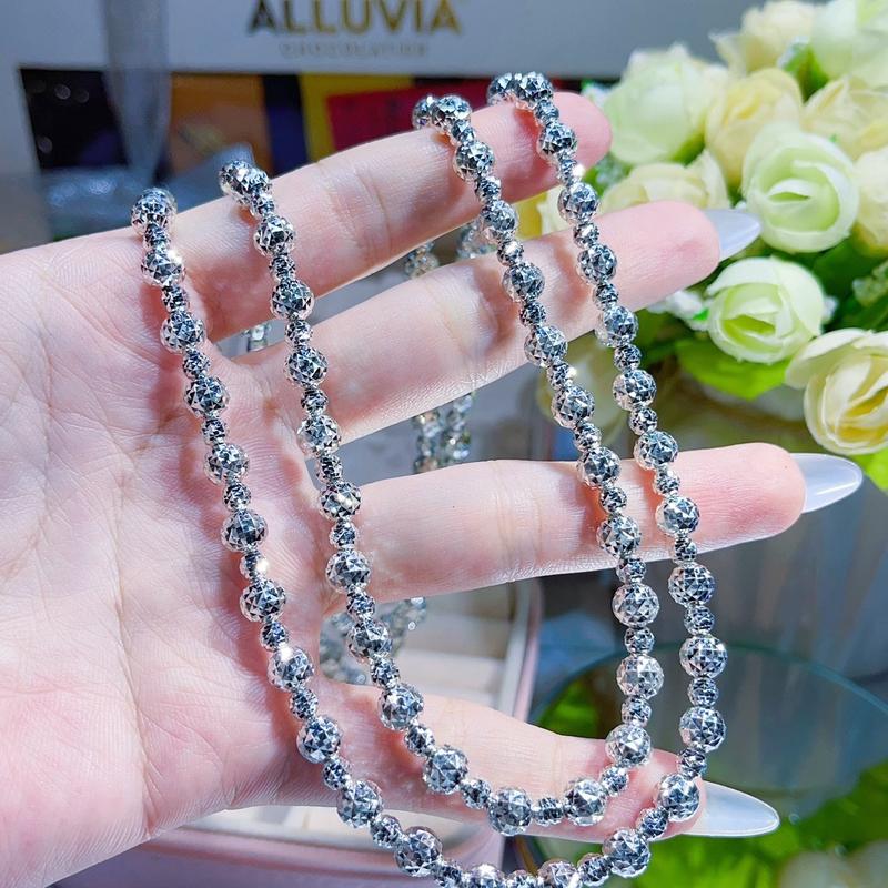 Dây chuyền bi tròn sen kẻ 4li -6li xikim