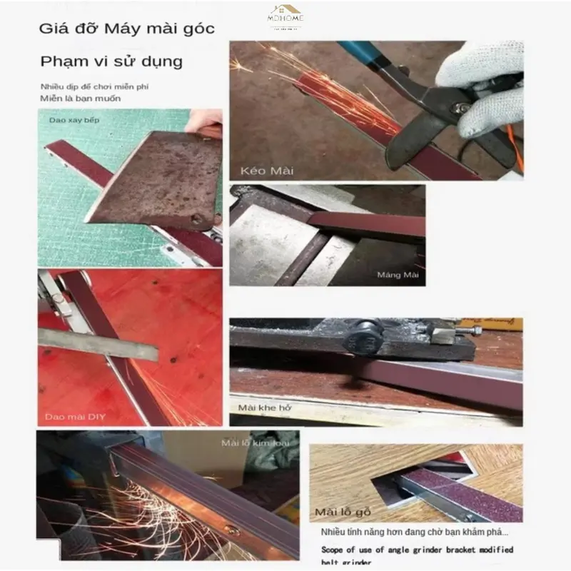Bộ chuyển đổi máy mài góc thành máy chà nhám băng dây đai mài giáp 1