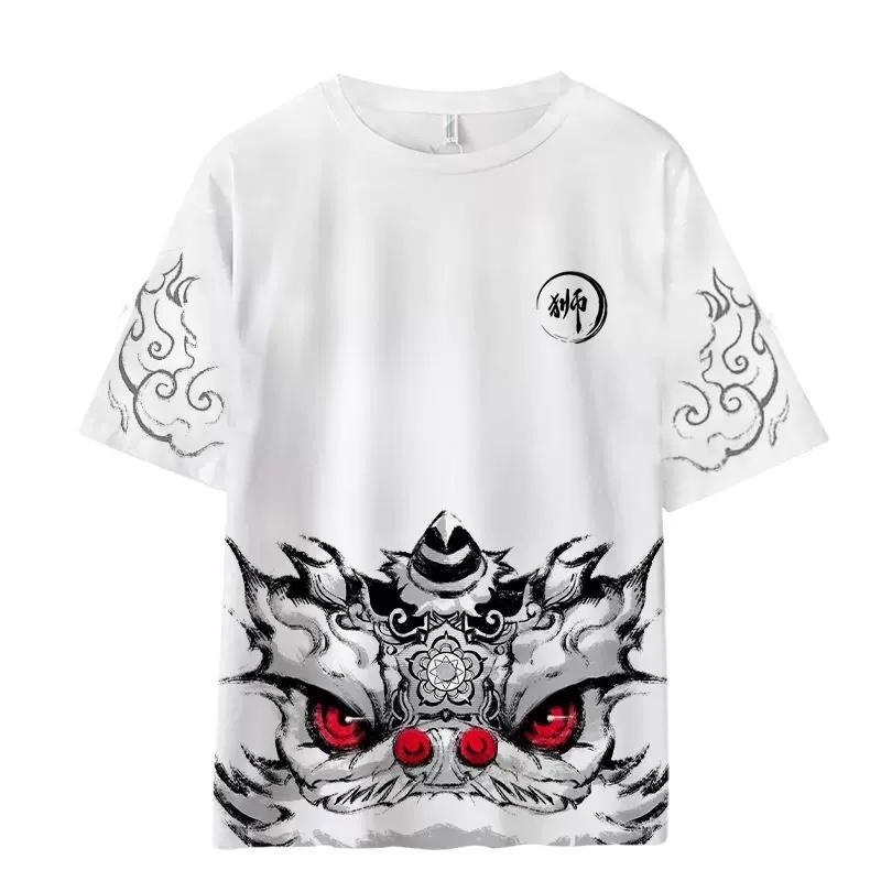 Product Introduction of Fashion Male Lion Dance Lion King Tide Brand 3D Printed Short-sleeved Summer T-shirt Menswear Top 4