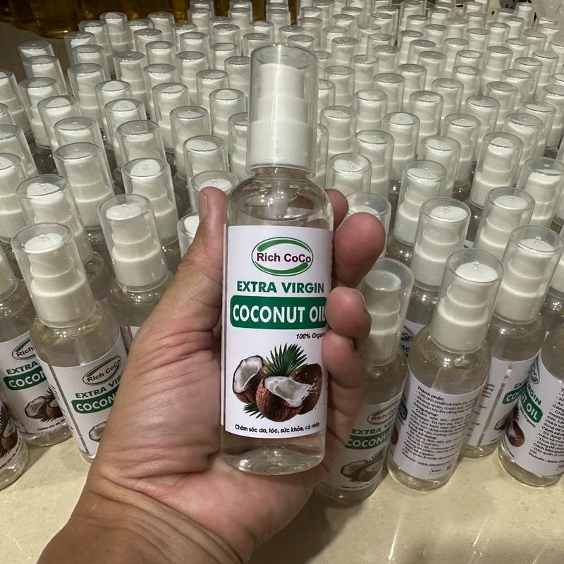 DẦU DỪA HỮU CƠ ÉP LẠNH - RICH COCO – EXTRA VIRGIN COCONUT OIL – CHAI 100ml 0