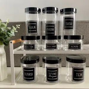 BISA COD TOPLES BUMBU DAPUR TUTUP HITAM PLASTIK STIKER HITAM MODEL MINIMALIS FREE LABEL STIKER ANTI AIR