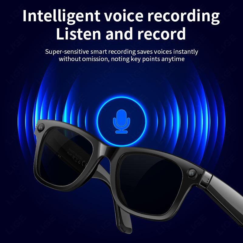 LIGE Video Recording Sunglasses 2025 New 5MP Camera Bluetooth Call Music Play Languages Translation AI Smart Glasses Men Women - Image 5
