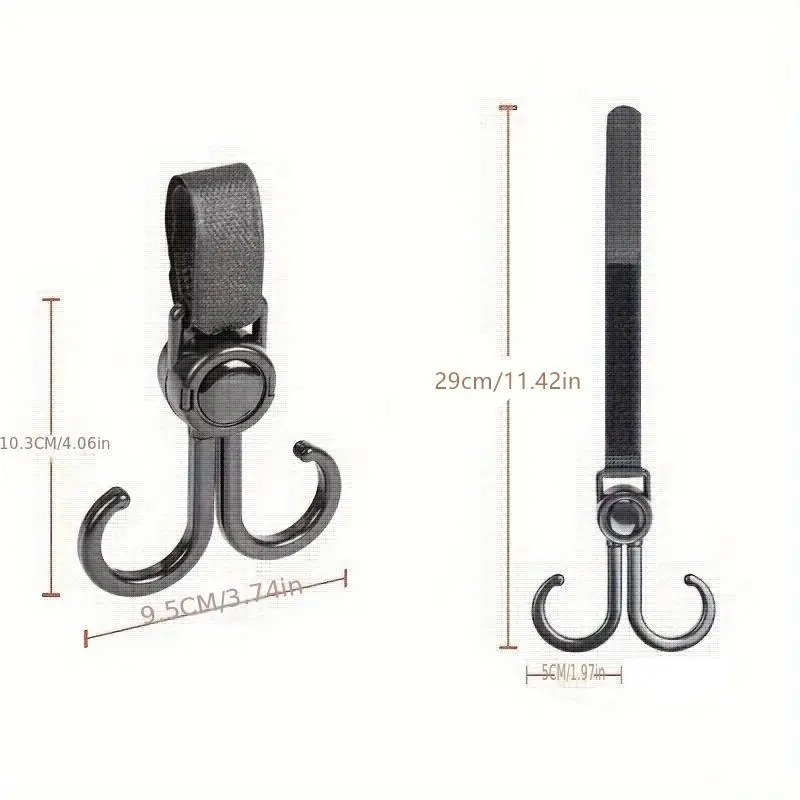 2pcs Baby Stroller Hook, Universal Stroller Hanging Hook, Rotatable Stroller Bag Hook 1