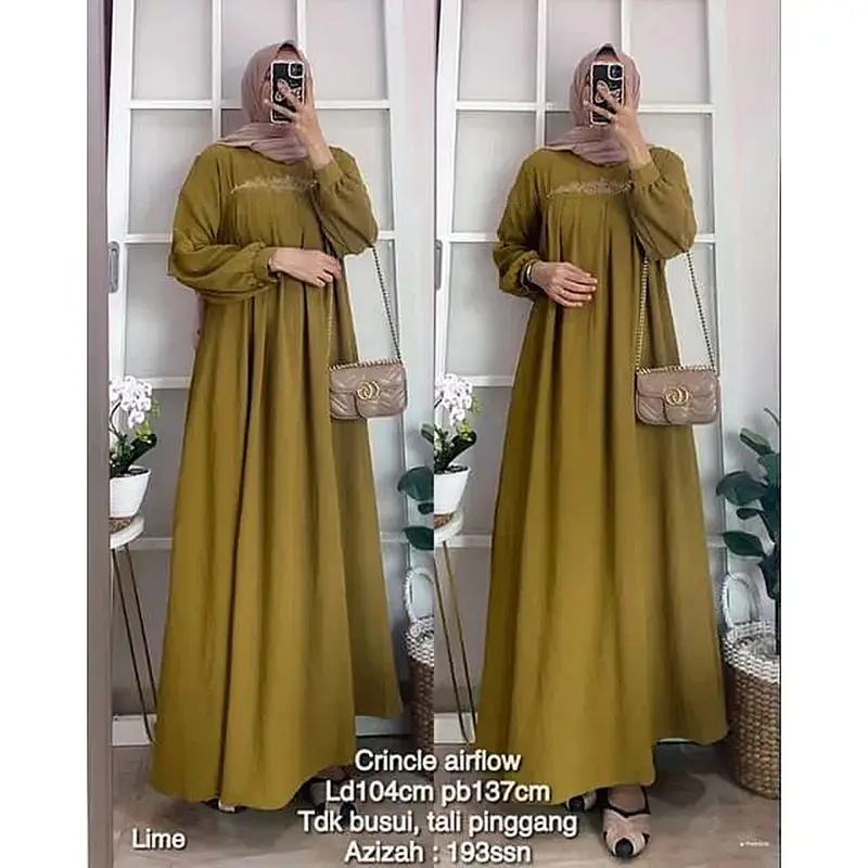 Gamis AZKIYA MAXY DRESS BORDIR crinkle airflow premium 1
