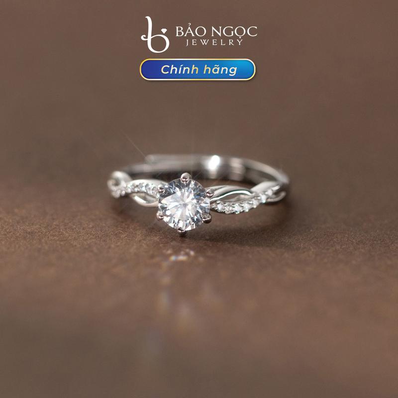  Nhẫn bạc nữ xinh chính hãng 925 - Lira Ring - nhẫn Free Size Có Thể Điều Chỉnh - thiết kế Dệt Sóng Đính Đá Lấp Lánh - N2900  Bảo Ngọc Jewelry  