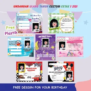 UNDANGAN ULTAH CUSTOM CETAK 1SISI(50pcs)