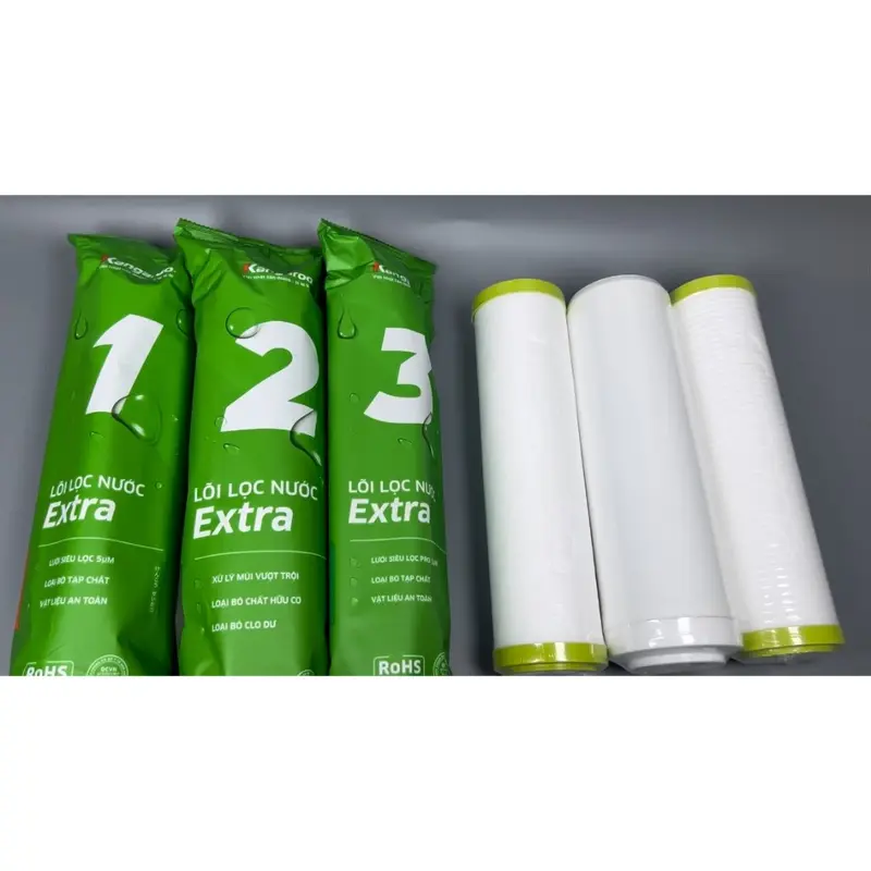 Bộ 3 Lõi Lọc Kangaroo Extra 123 Mẫu Mới 2024 Thiết Kế Vỏ Check Hàng Chính Hãng may  loc 1
