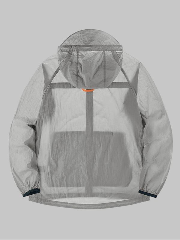 Men's Solid Color Breathable Sun Protection Hooded Jacket, Casual Lightweight Zip Up Long Sleeve Jacket for Outdoor Activities, Men's Outerwear for Summer 7