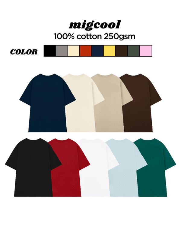 Áo thun trơn MIGCOOL 250gsm, áo phông trơn nam nữ tay lỡ oversize form rộng Premuim 100% cotton UN01