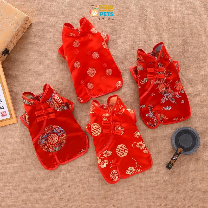 Áo Dài Cho Chó Mèo 2026 Quần Áo Váy Tết Cho Chó Mèo Quần Áo Cho Thú Cưng Thiết Kế Thời Trang Cao Cấp Hiha Pets.