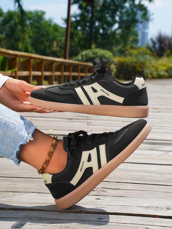 Women's Vintage Fashionable Colorblock Lace Up Walking Shoes, Casual Comfortable Sports Shoes for Outdoor, Lightweight Breathable Non-slip Sneakers for Daily Wear 3