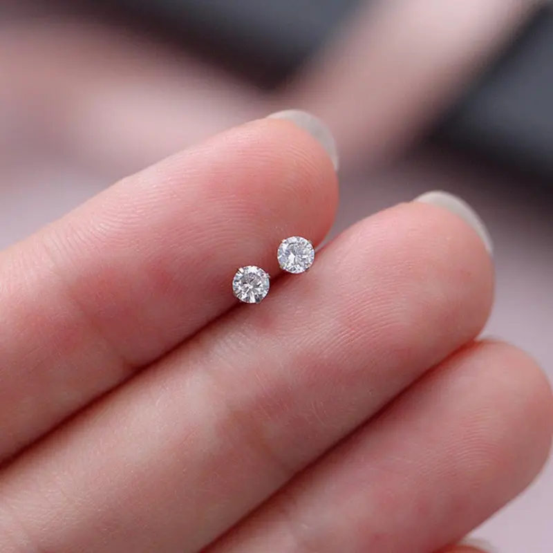 Hoa Tai Đơn Giản, Thông Dụng, Phổ Biến, Thiết Kế Kim, Kiểu Bốn Móng, Chất Liệu Zircon, Dành Cho Nam Và Nữ, X1C0 2