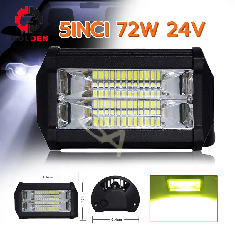 Lampu LED Tembak Sorot  72W 24 Volt Putih Kuning 24 Mata 2 Susun Truk Bus Tronton Canter Fuso Bar Cree Mobil Motor 6000K Led Bar Untuk SUV Offroad ATV Lada Lampu Berkendara Car Styling 0