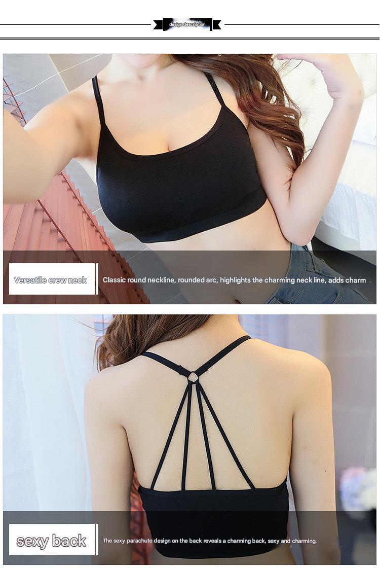 Product Introduction of Beautiful back sports underwear wrap letters with parachute bustier type bra girls without steel ring bra bra pads 10