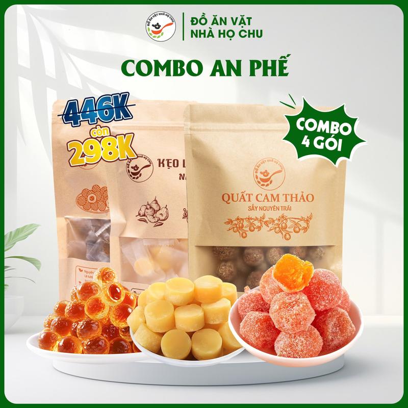   COMBO ƯU ĐÃI  Combo An Phế Gồm: Kẹo Lê An Phế Gói 250g - Kẹo Lê Mật Ong Gói 250g - Quất Cam Thảo Gói 500g Đồ Ăn Vặt Nhà Họ Chu 