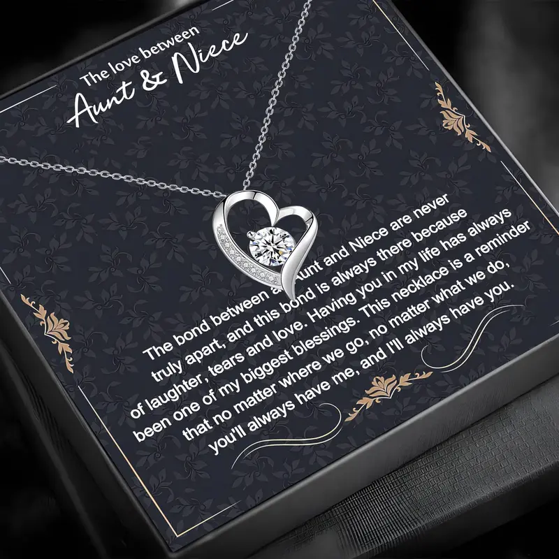 Pendant Gift Box Set, 1 Count Heart Shaped Pendant Necklace with Box, Stainless Steel Love Necklace for Aunt & Niece, Gift for Mother's Day, Birthday, Festival, Best Friend Gifts 2