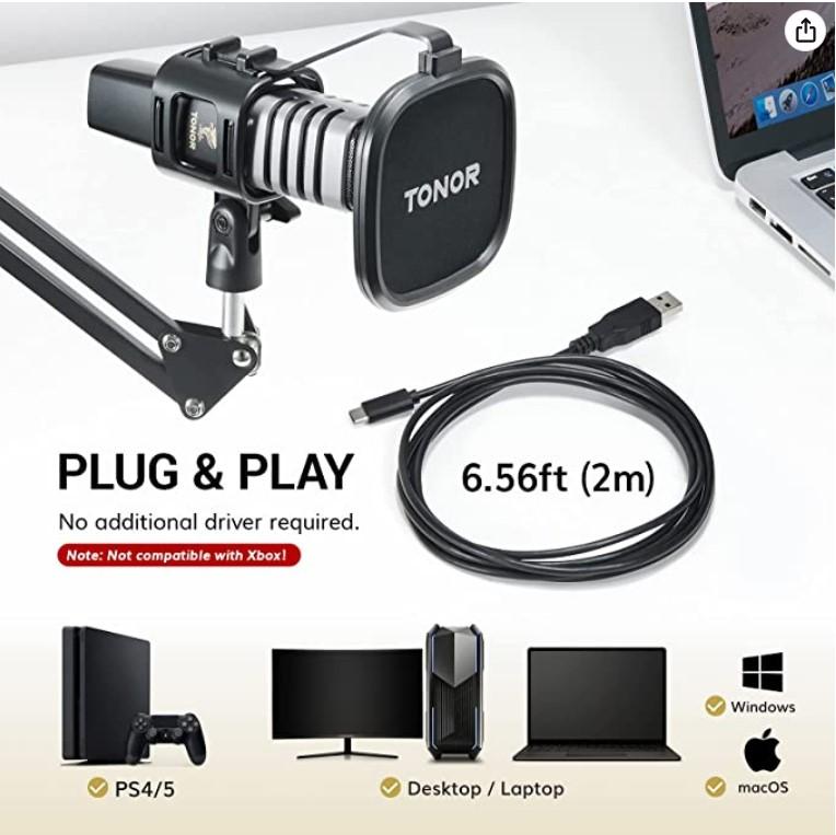 TONOR TC30+ USB Microphone Kit, Podcast PC Cardioid Condenser Studio Computer Mic Bundle with Adjustment Boom Arm Stand for Recording Gaming Streaming Singing YouTube Video Voice Over 1