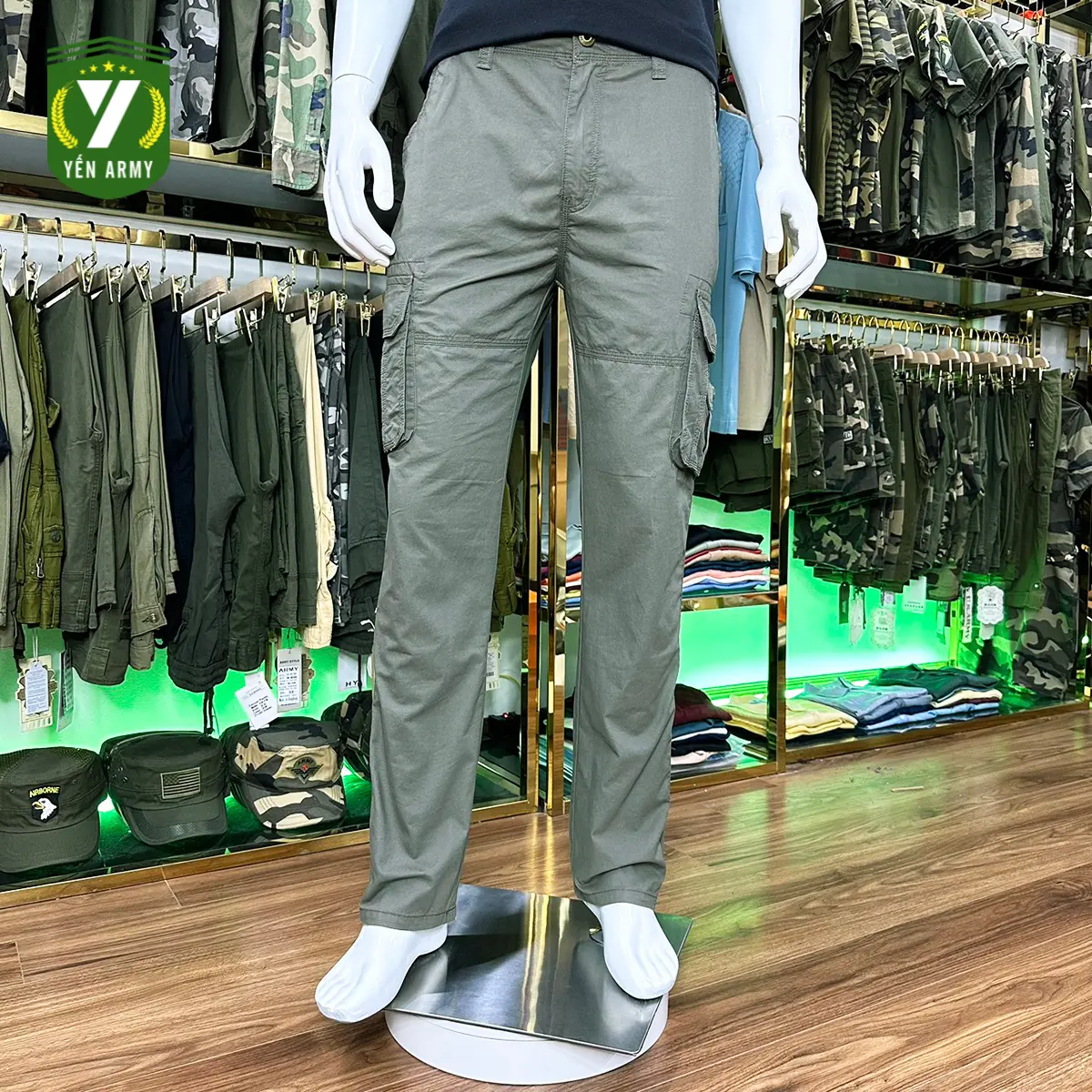 Quần Kaki Lính Nam Túi Hộp Màu Xanh Rêu / Đen - Mã Q022