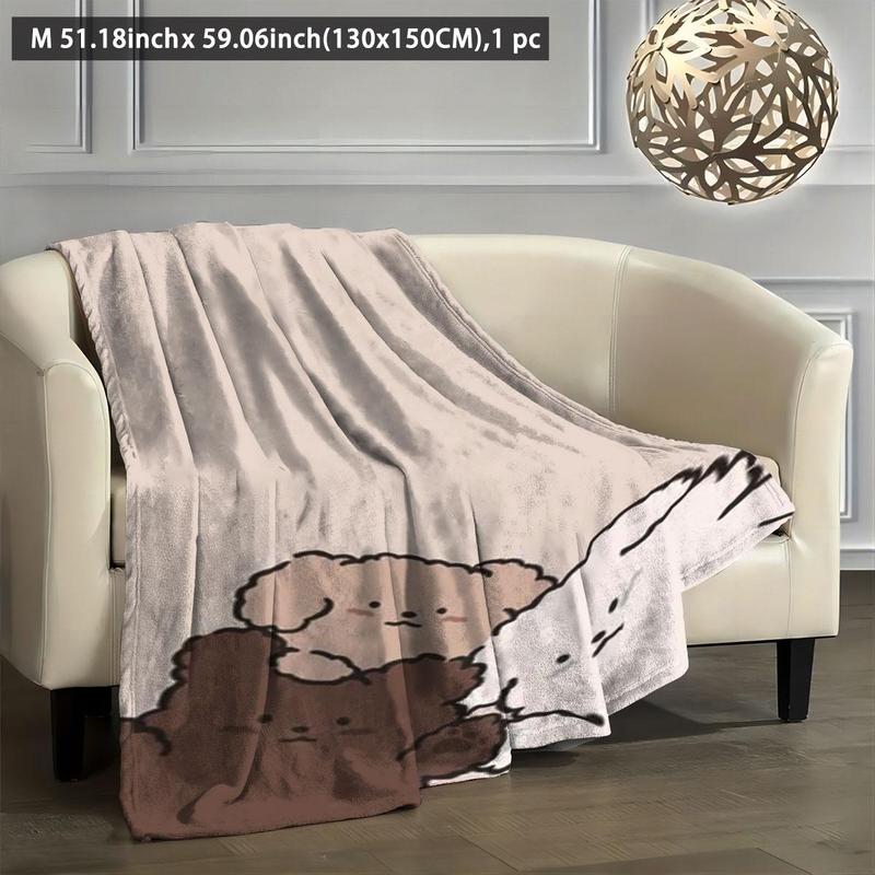 Cute Dog Pattern Double Sided Thickened Warm Blanket, Soft Comfortable Throw Blanket, Air-conditioned Room Blanket, Warm Nap Blanket for Home & Office 4