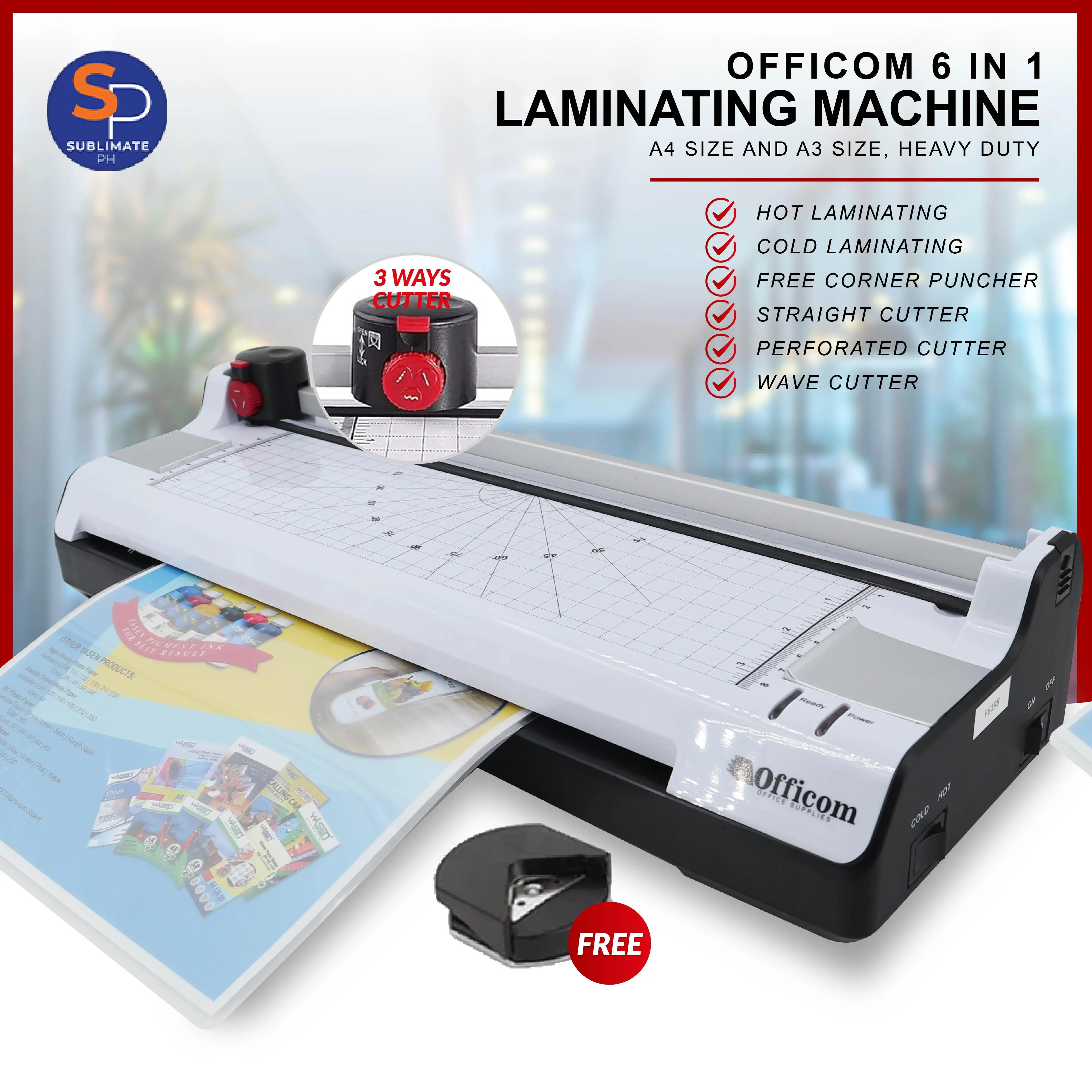 Officom 6 in 1 ID Laminator Machine Package Set Stickers Paper Heavy Duty Laminating Machine for Photo Album Photocard