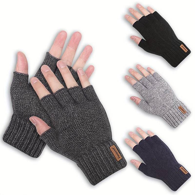 Product Introduction of Knitted Thick Thermal Half Finger Gloves Women Men Winter Outdoor Driving Fingerless Glove Touchscreen Mittens 8