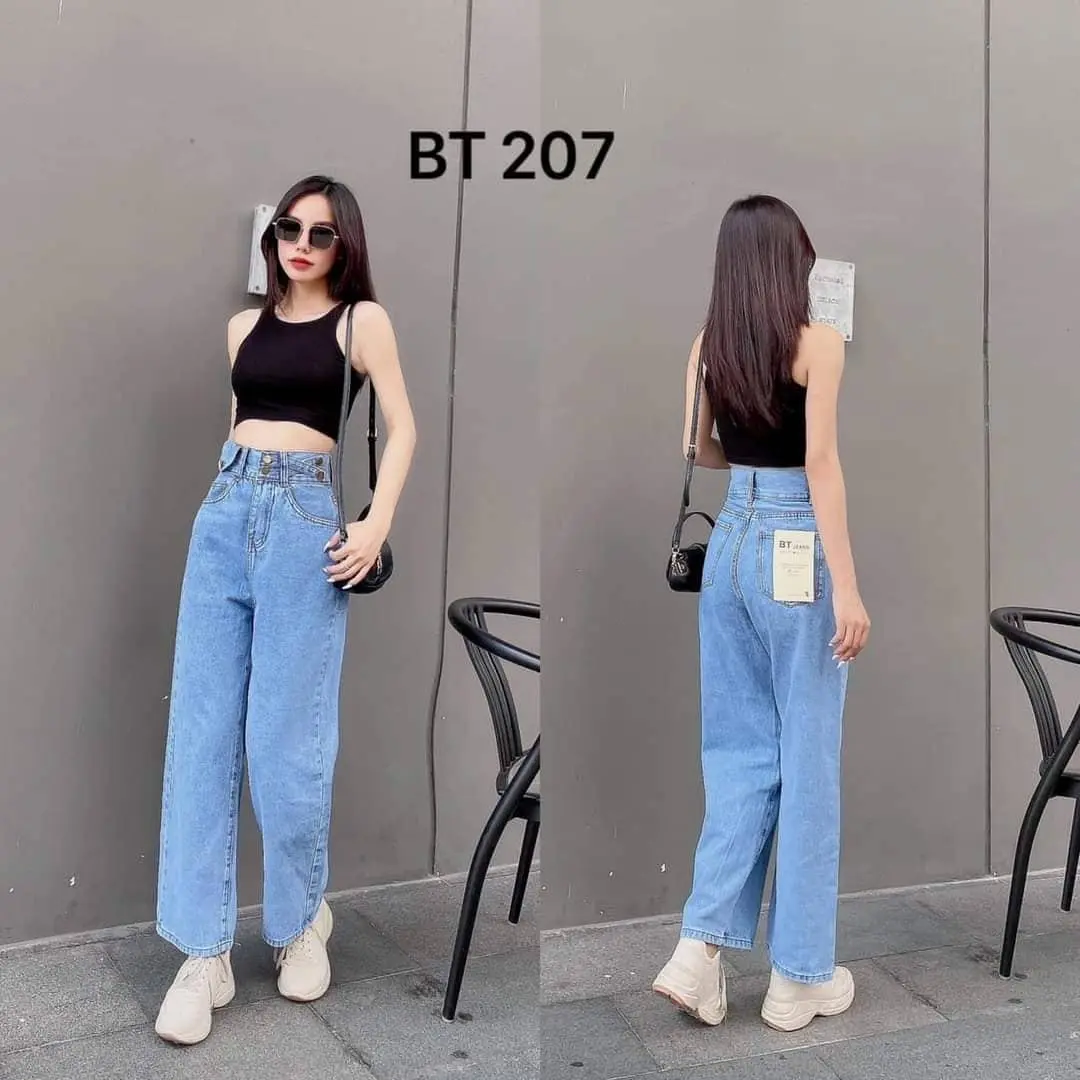 QUẦN SUÔNG LƯNG CAO,CHẤT JEAN COTTON ,NẮP PASS CHÉO 2 NÚT.MS 207