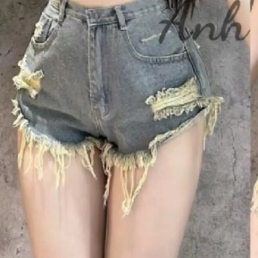 Sọt jean nữ rách bẻ lai ms2008 thời trang cạp siêu cao dơ bụi Women Pants thời rang nữ hotgirl rin sọt kiểu nữ