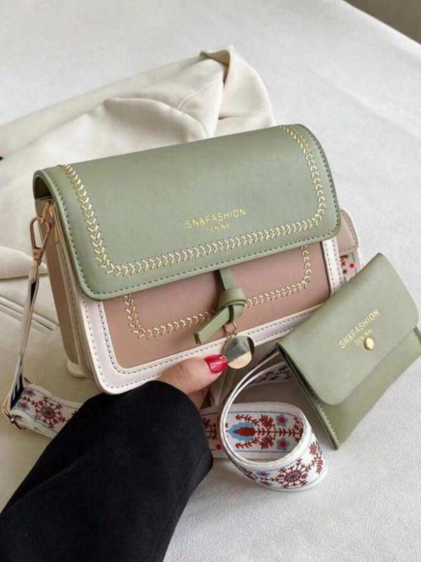 Fashion Colorblock Flap Square Bag, Casual PU Leather Crossbody Bag for Women, Trendy Versatile High-quality Daily Commuting Bag Designer Bags 6